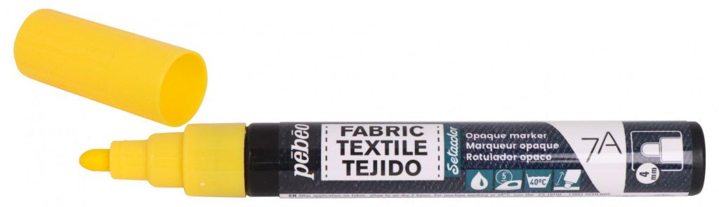 Pébéo 7A MARQUEUR OPAQUE POINTE RONDE 4 MM JAUNE Bouchon ouvert