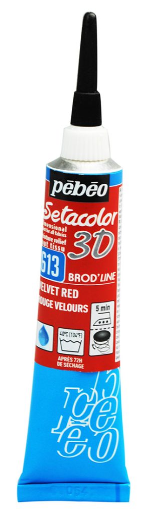 Pébéo Peinture relief pour Tissus SETACOLOR 3D EFFET BROD'LINE 20 ML ROUGE VELOURS Vue de face