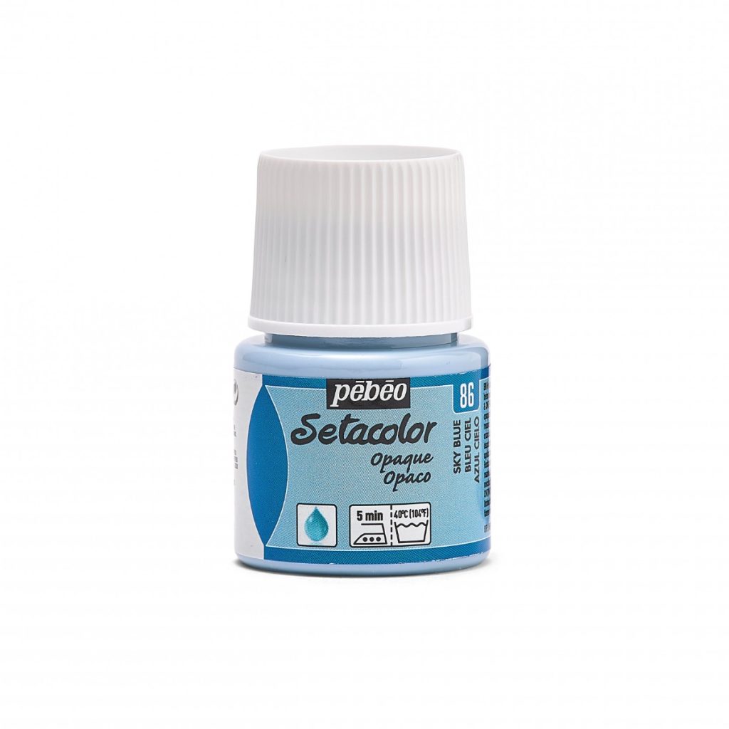 Pébéo Peinture pour Tissus SETACOLOR OPAQUE 45 ML BLEU CIEL Vue de face