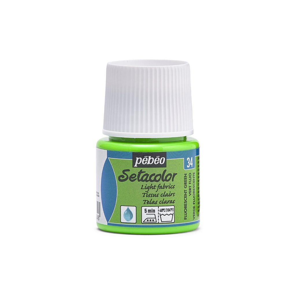 Pébéo Peinture pour Tissus SETACOLOR TISSUS CLAIRS 45 ML VERT FLUO Vue de face