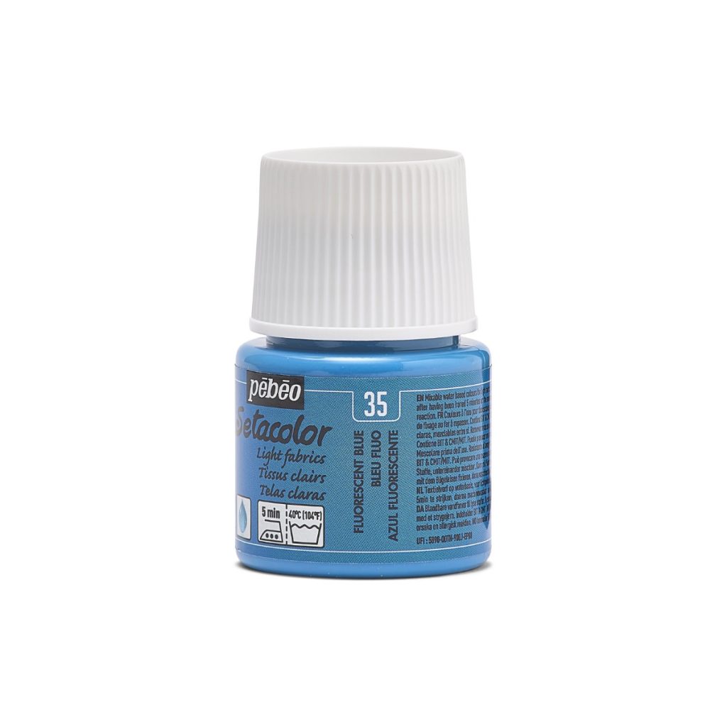 Pébéo Peinture pour Tissus SETACOLOR TISSUS CLAIRS 45 ML BLEU FLUO Vue de gauche