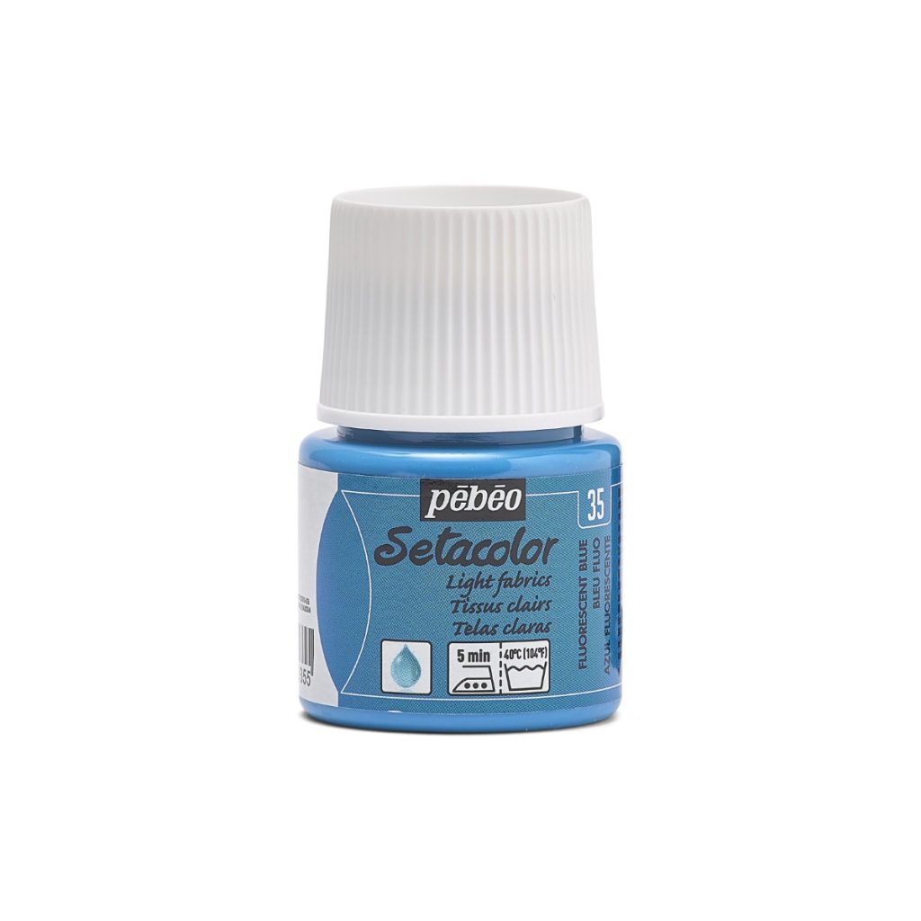 Pébéo Peinture pour Tissus SETACOLOR TISSUS CLAIRS 45 ML BLEU FLUO Vue de face