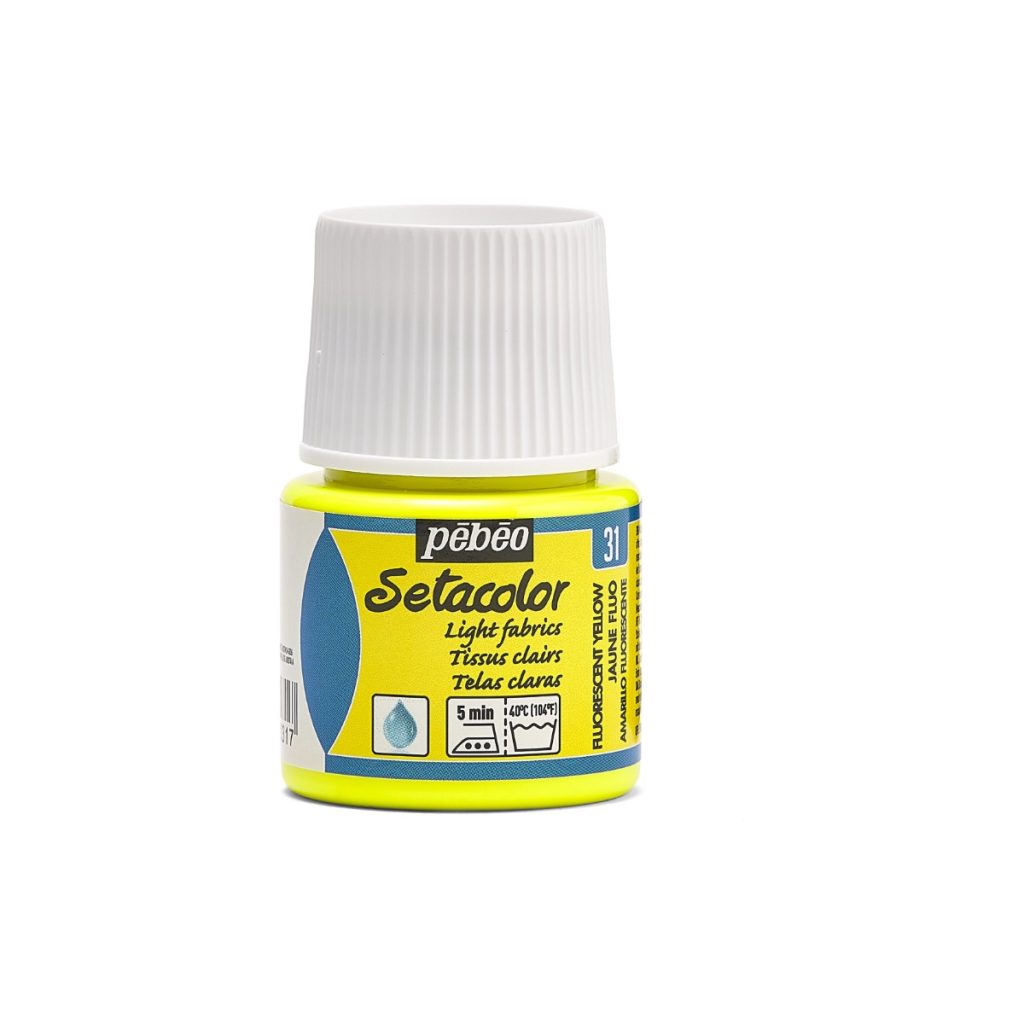 Pébéo Peinture pour Tissus SETACOLOR TISSUS CLAIRS 45 ML JAUNE FLUO Vue de face