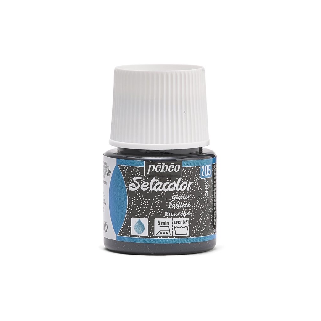 Pébéo Peinture pour Tissus SETACOLOR TISSUS CLAIRS PAILLETES 45 ML ONYX Vue de face