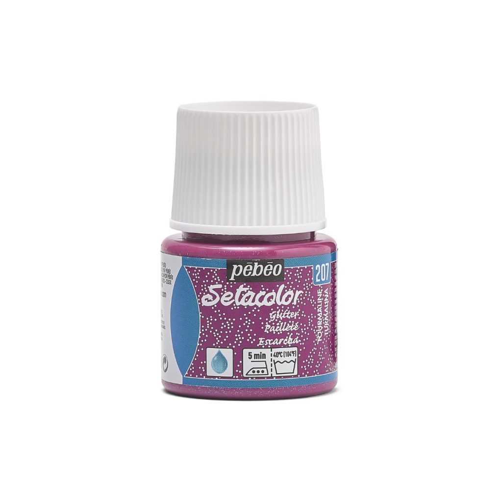 Pébéo Peinture pour Tissus SETACOLOR TISSUS CLAIRS PAILLETES 45 ML TOURMALINE Vue de face