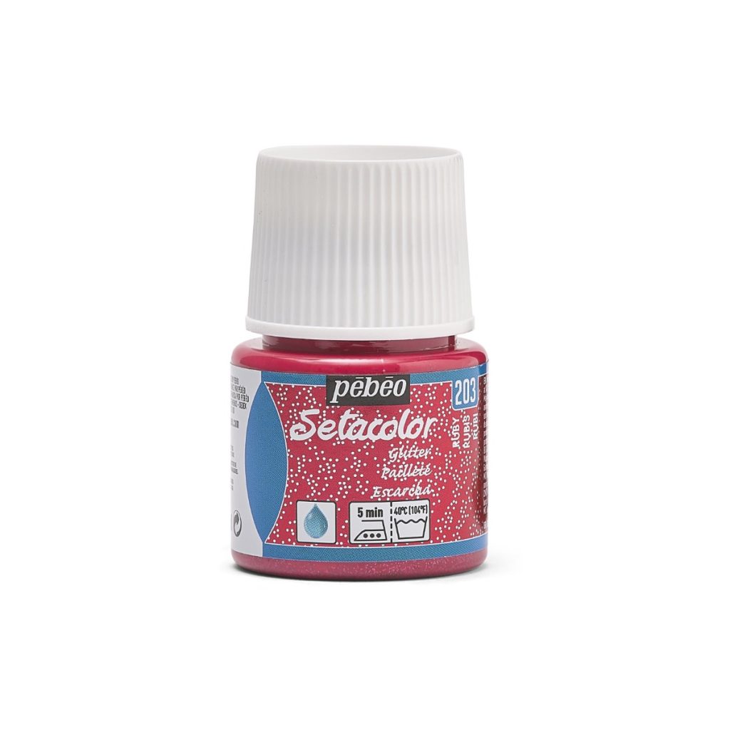 Pébéo Peinture pour Tissus SETACOLOR TISSUS CLAIRS PAILLETES 45 ML RUBIS Vue de face