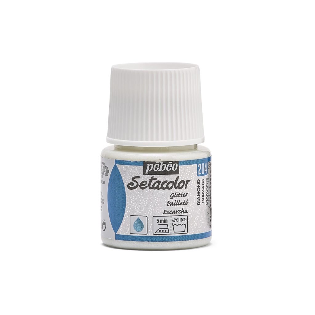 Pébéo Peinture pour Tissus SETACOLOR TISSUS CLAIRS PAILLETES 45 ML DIAMANT Vue de face