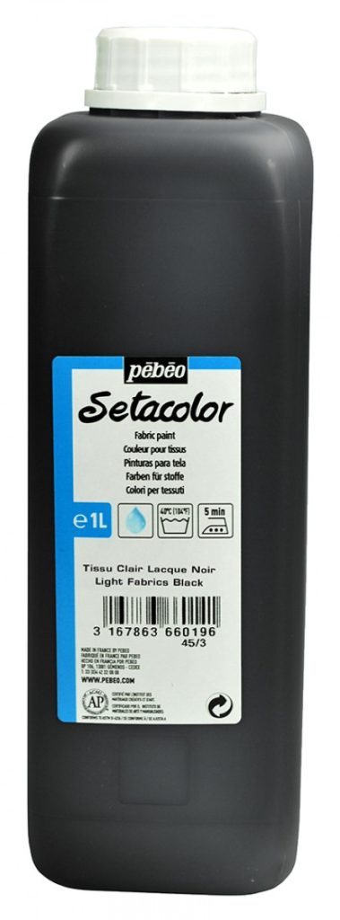 Pébéo Peinture pour Tissus SETACOLOR TISSUS CLAIRS 1 L NOIR Vue de face