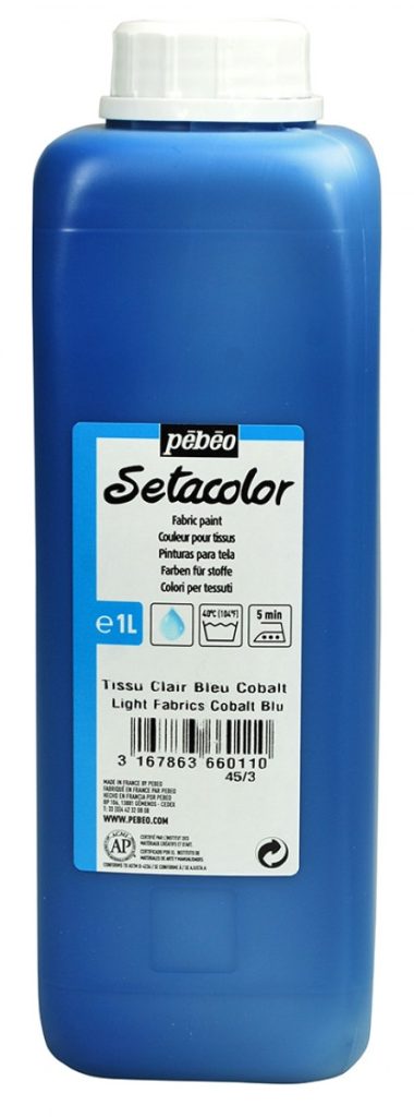 Pébéo Peinture pour Tissus SETACOLOR TISSUS CLAIRS 1 L BLEU COBALT Vue de face