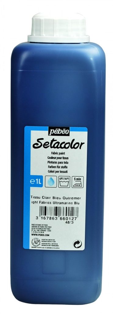 Pébéo Peinture pour Tissus SETACOLOR TISSUS CLAIRS 1 L BLEU OUTREMER Vue de face