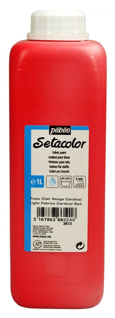 Pébéo Peinture pour Tissus SETACOLOR TISSUS CLAIRS 1 L ROUGE CARDINAL Vue de face