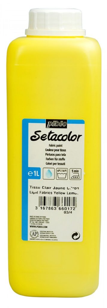 Pébéo Peinture pour Tissus SETACOLOR TISSUS CLAIRS 1 L JAUNE CITRON Vue de face
