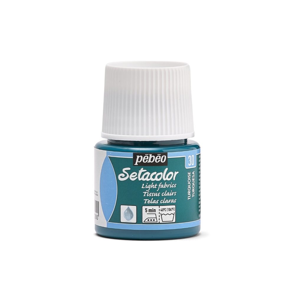 Pébéo Peinture pour Tissus SETACOLOR TISSUS CLAIRS 45 ML TURQUOISE Vue de face