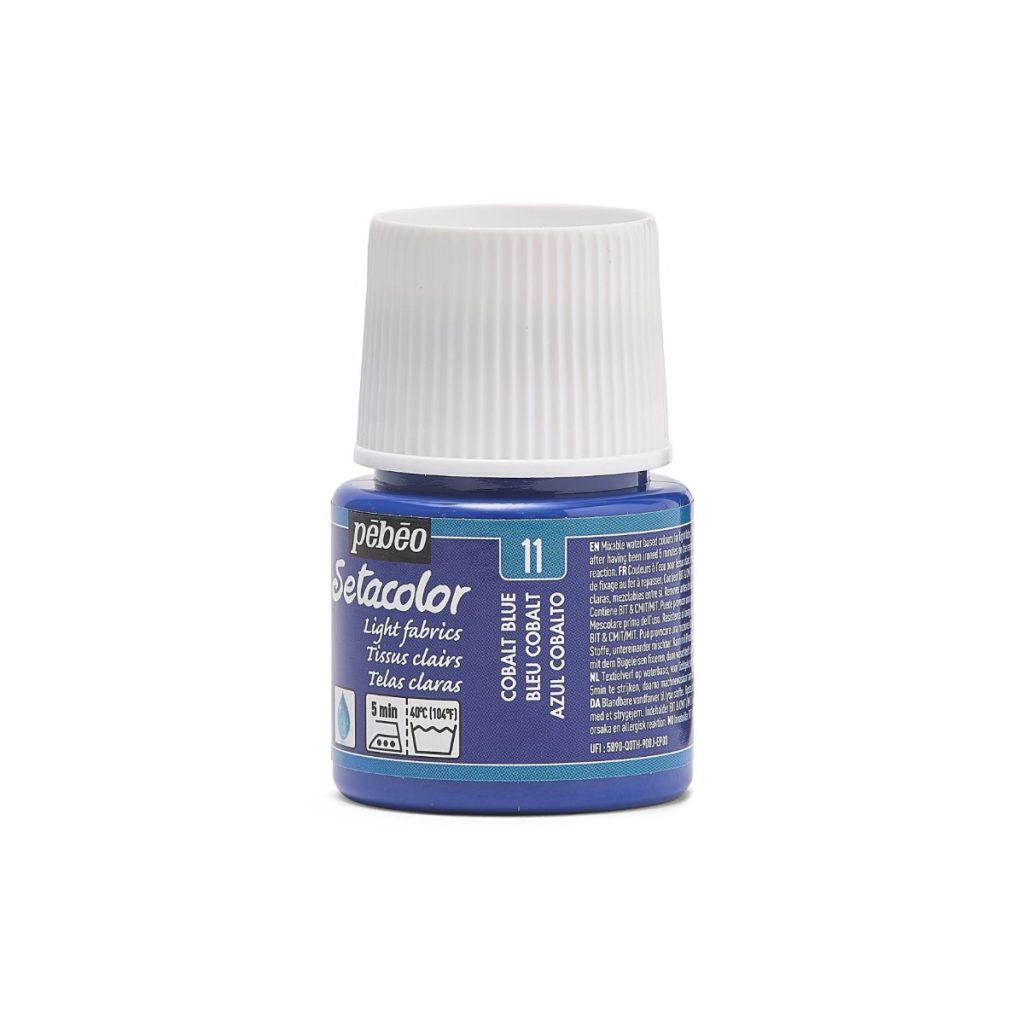 Pébéo Peinture pour Tissus SETACOLOR TISSUS CLAIRS 45 ML BLEU COBALT Vue de gauche