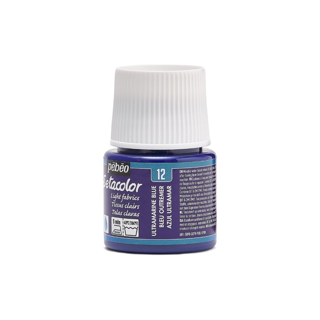 Pébéo Peinture pour Tissus SETACOLOR TISSUS CLAIRS 45 ML BLEU OUTREMER Vue de gauche