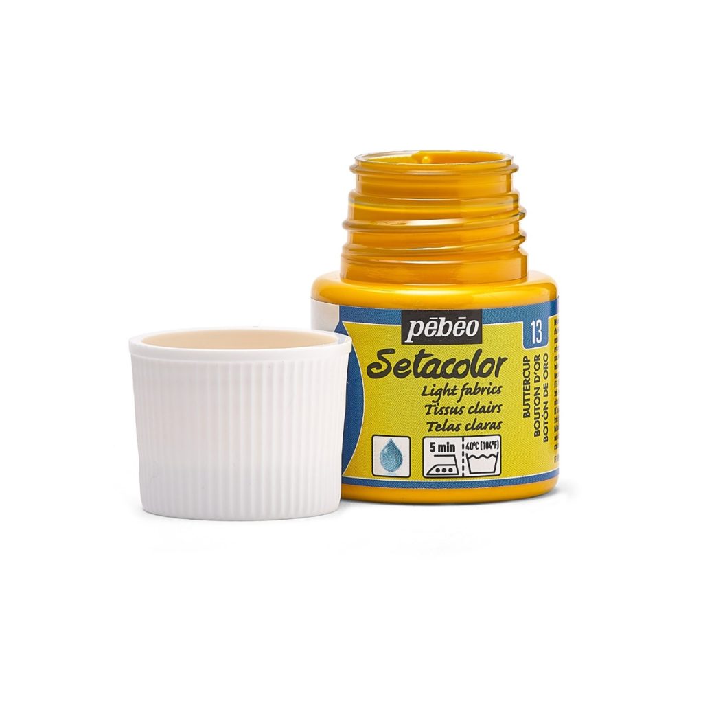 Pébéo Peinture pour Tissus SETACOLOR TISSUS CLAIRS 45 ML BOUTON D'OR Bouchon ouvert