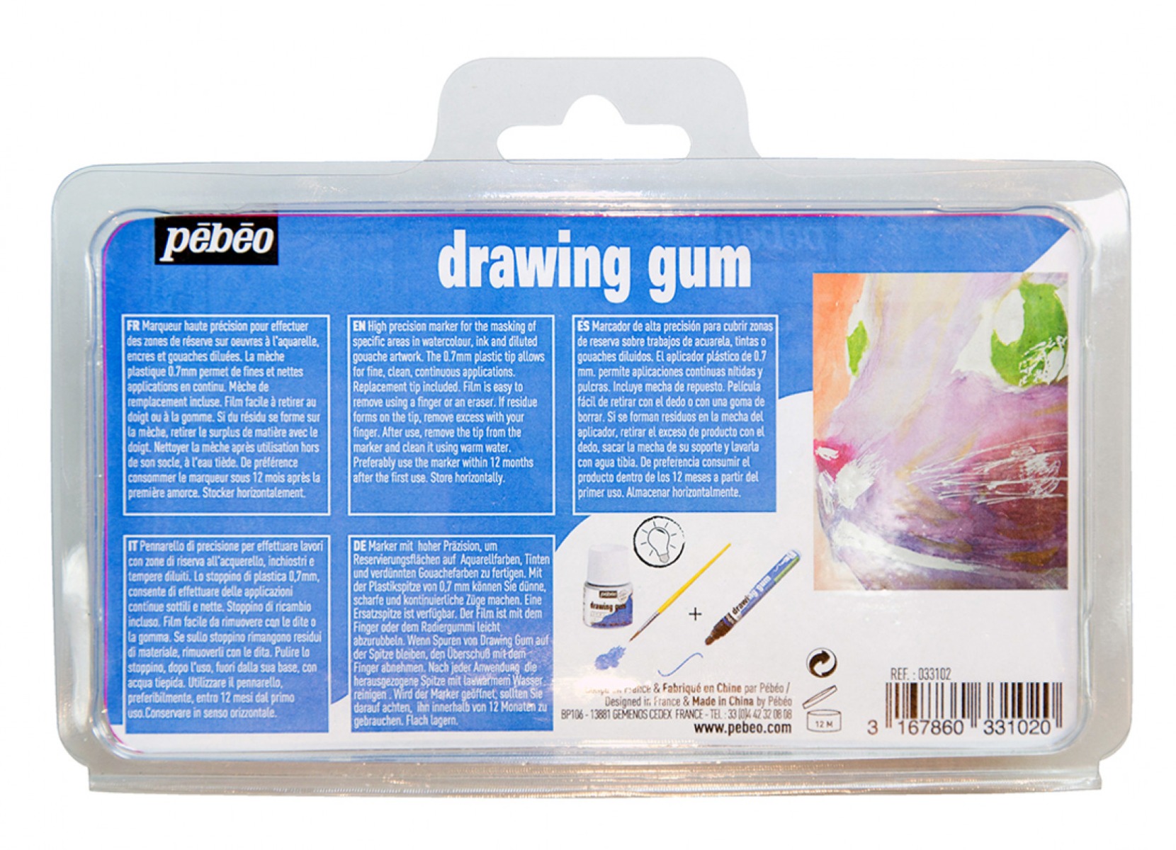 Pébéo MARQUEUR DRAWING GUM SOUS COQUE POINTE 0,7 MM Vue de dos