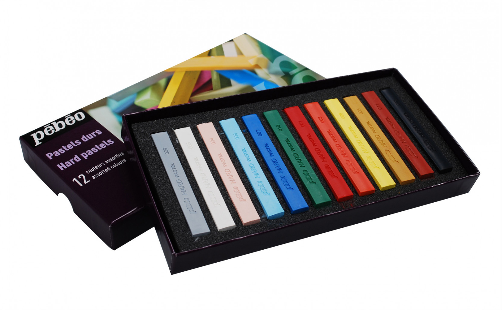 Pébéo PASTELS DURS BOITE DE 12 ASSORTIES Boîte ouverte