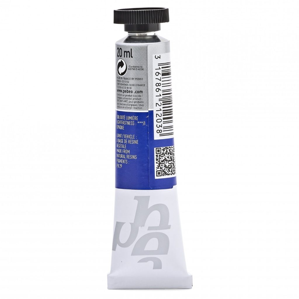 Pébéo GOUACHE T7 EXTRA FINE 20 ML BLEU OUTREMER Vue de dos