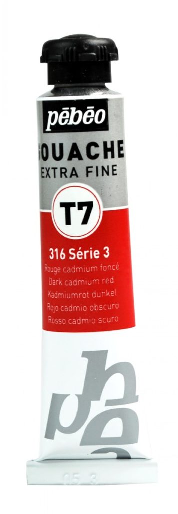 Pébéo GOUACHE T7 EXTRA FINE 20 ML ROUGE CADMIUM FONCE IMIT Vue de face