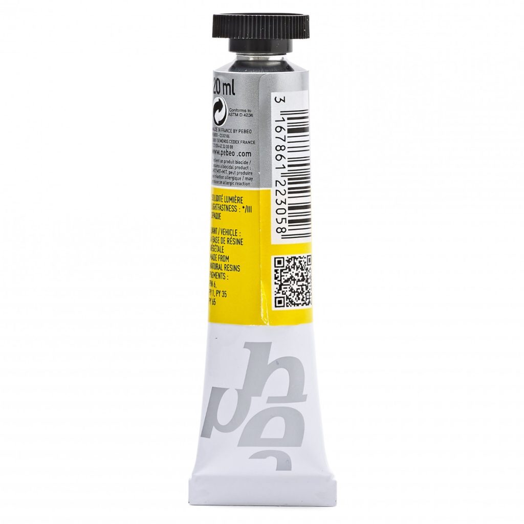 Pébéo GOUACHE T7 EXTRA FINE 20 ML JAUNE CADMIUM MOYEN Vue de dos