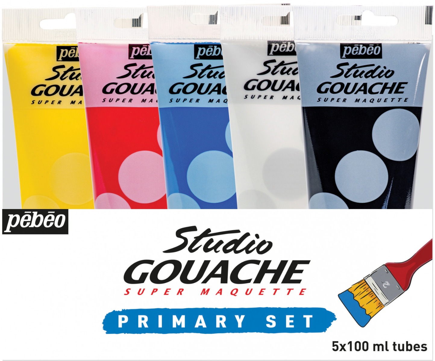 Pébéo STUDIO GOUACHE PACK PRIMAIRES 5 TUBES 100 ML Vue de face