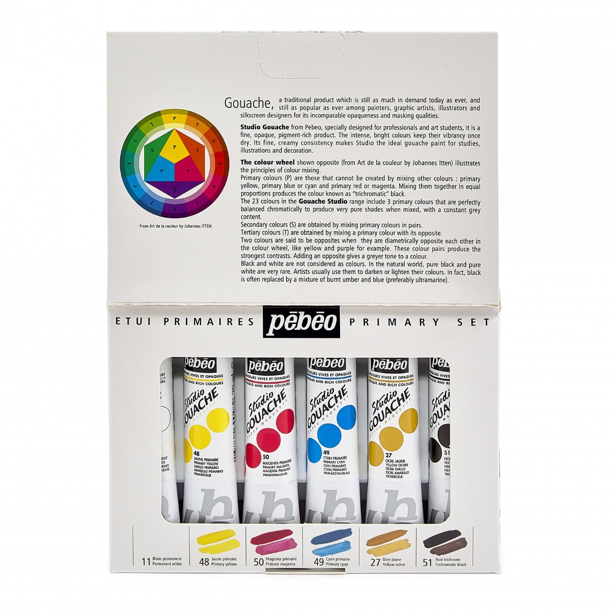 Pébéo STUDIO GOUACHE ETUI PRIMAIRES 6 TUBES 20 ML Vue du dessus