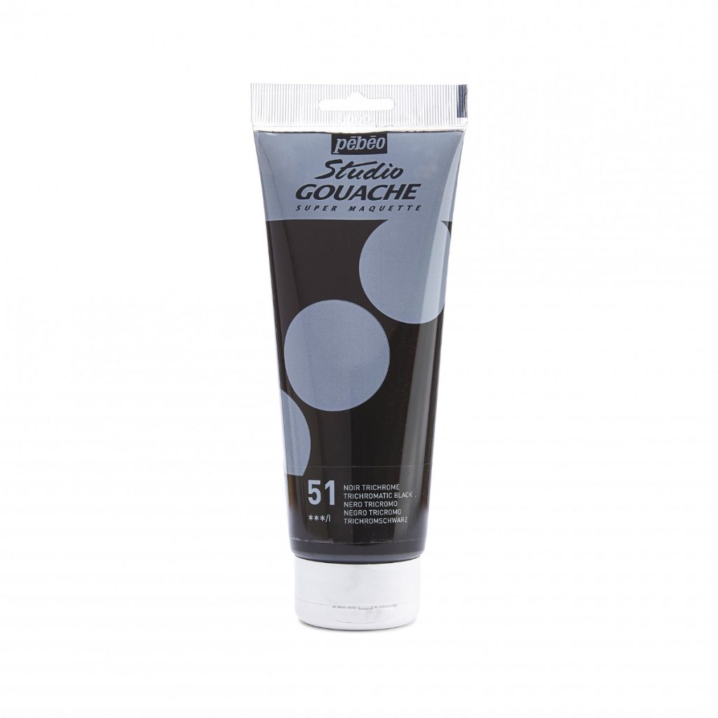Pébéo STUDIO GOUACHE 220 ML NOIR TRICHROME Vue de face