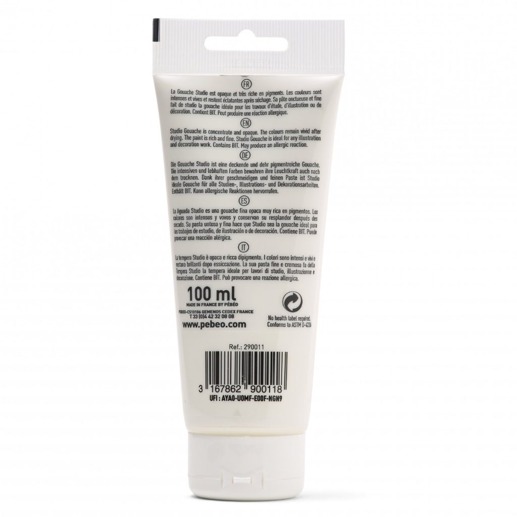 Pébéo STUDIO GOUACHE 100 ML BLANC PERMANENT Vue de dos