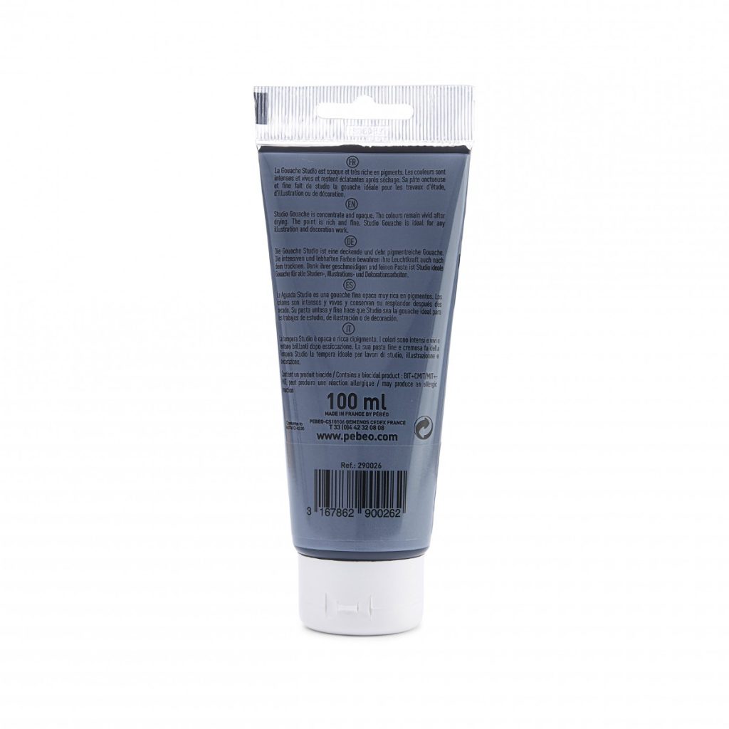 Pébéo STUDIO GOUACHE 100 ML NOIR D'IVOIRE Vue de dos