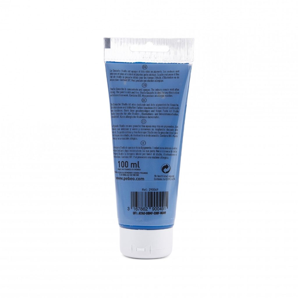 Pébéo STUDIO GOUACHE 100 ML CYAN PRIMAIRE Vue de dos