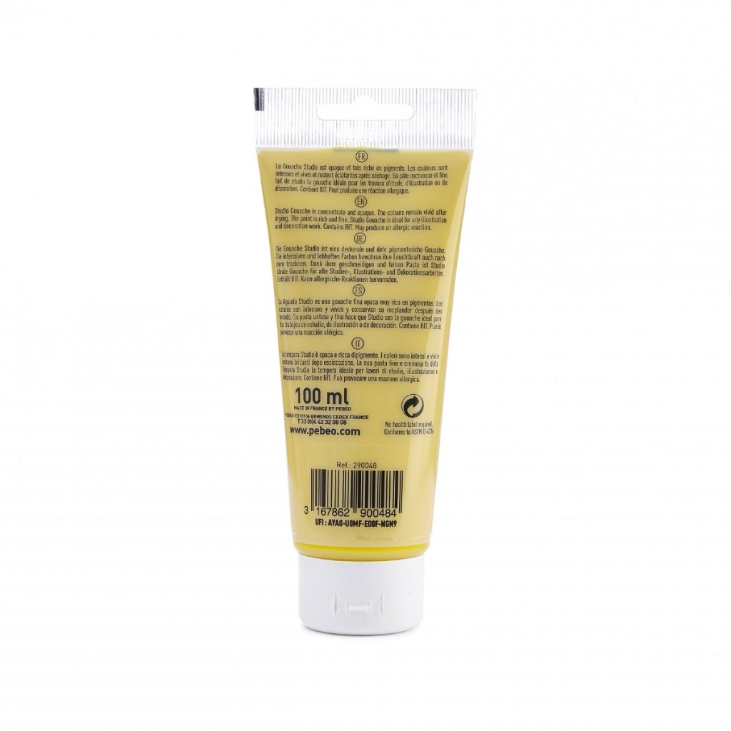 Pébéo STUDIO GOUACHE 100 ML JAUNE PRIMAIRE Vue de dos