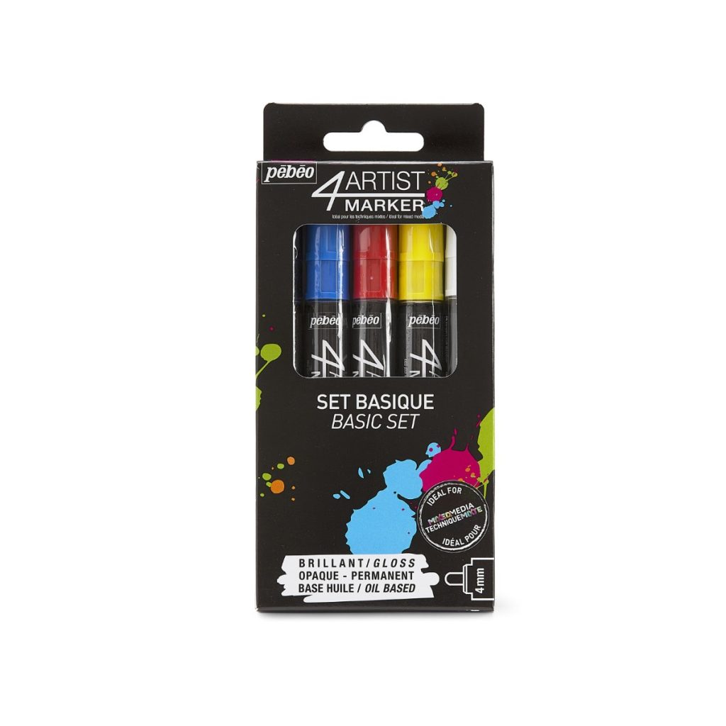 Pébéo Set Marqueurs à l'Huile 4ARTIST MARKER SET 5 POINTES 4 MM ASSORTIMENT BASIQUE Vue de face