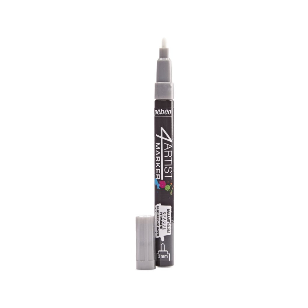 Pébéo Marqueur à l'Huile 4ARTIST MARKER 2 MM RONDE ARGENT Bouchon ouvert