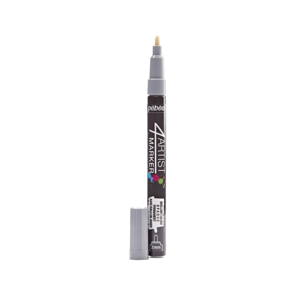Pébéo Marqueur à l'Huile 4ARTIST MARKER 2 MM RONDE GRIS Bouchon ouvert