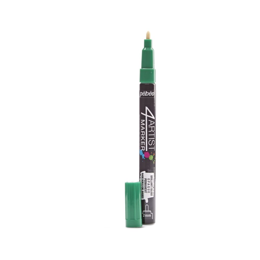 Pébéo Marqueur à l'Huile 4ARTIST MARKER 2 MM RONDE VERT FONCE Bouchon ouvert