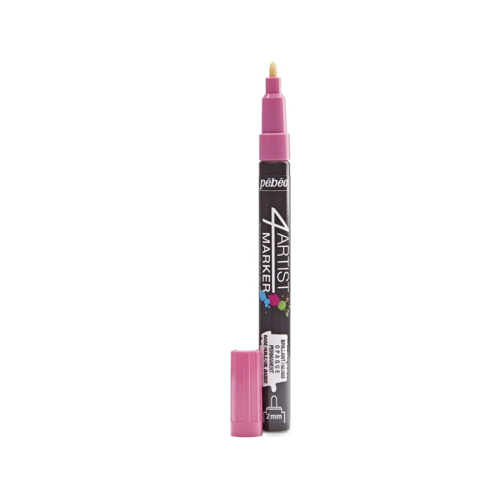 Pébéo Marqueur à l'Huile 4ARTIST MARKER 2 MM RONDE ROSE Bouchon ouvert