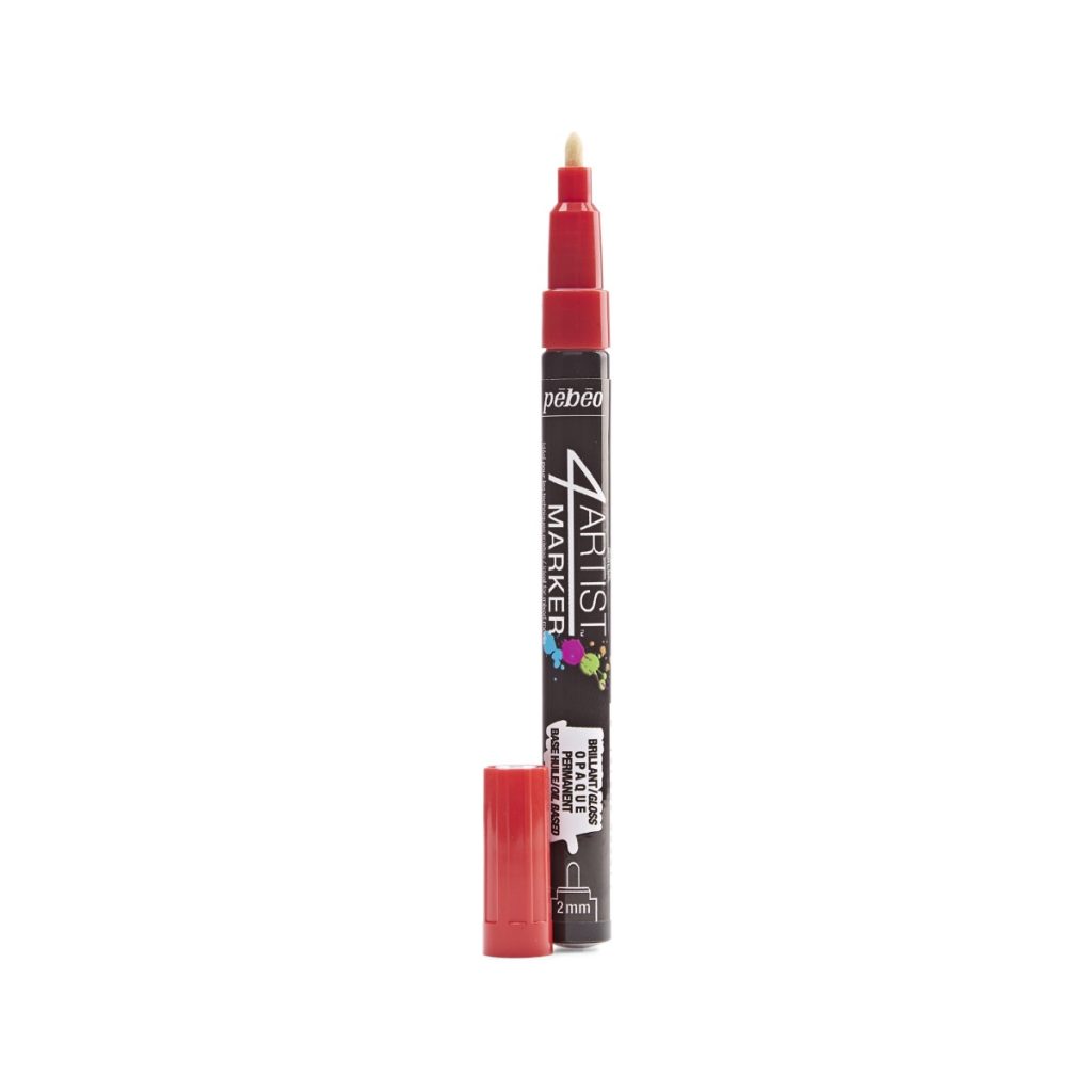Pébéo Marqueur à l'Huile 4ARTIST MARKER 2 MM RONDE ROUGE Bouchon ouvert