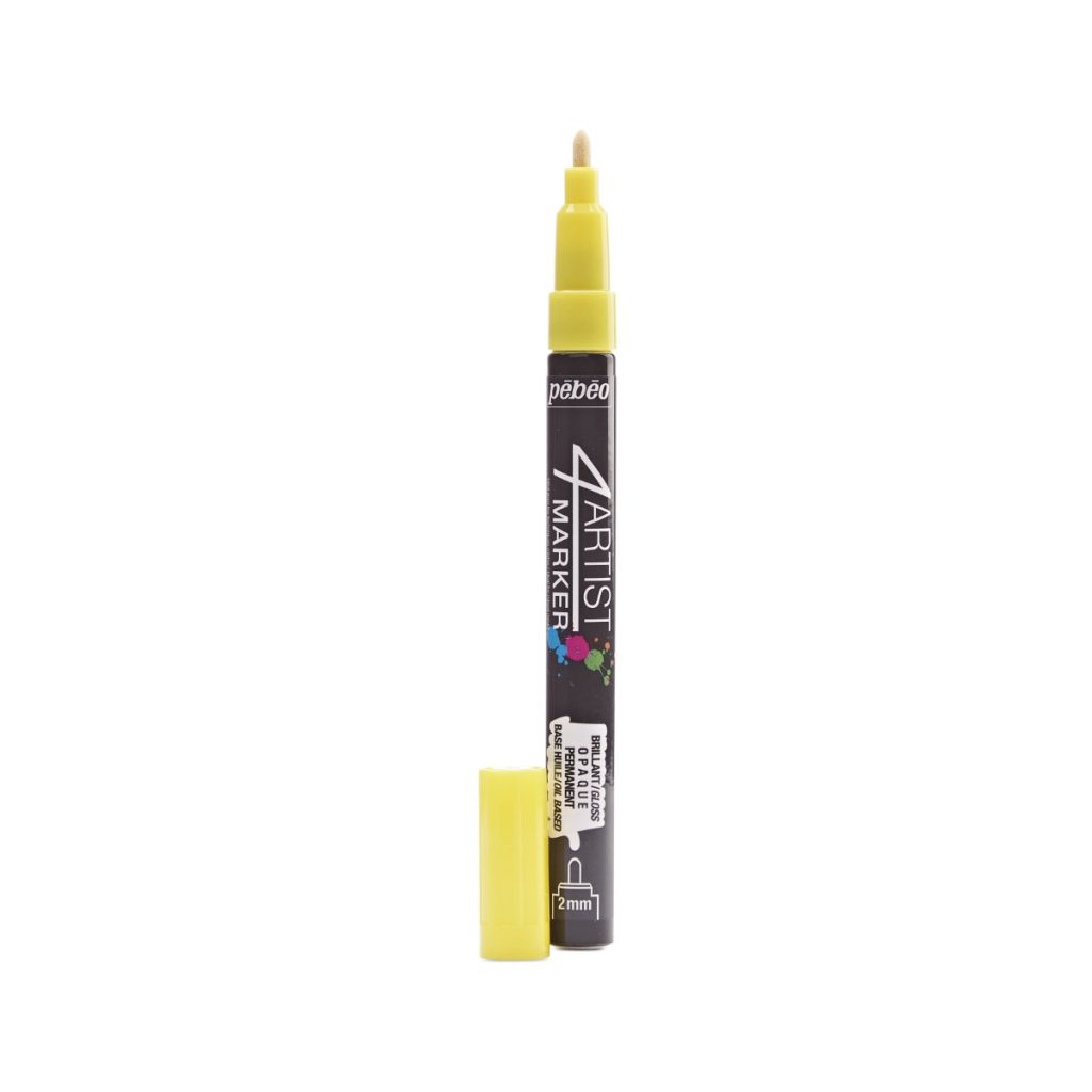 Pébéo Marqueur à l'Huile 4ARTIST MARKER 2 MM RONDE JAUNE Bouchon ouvert