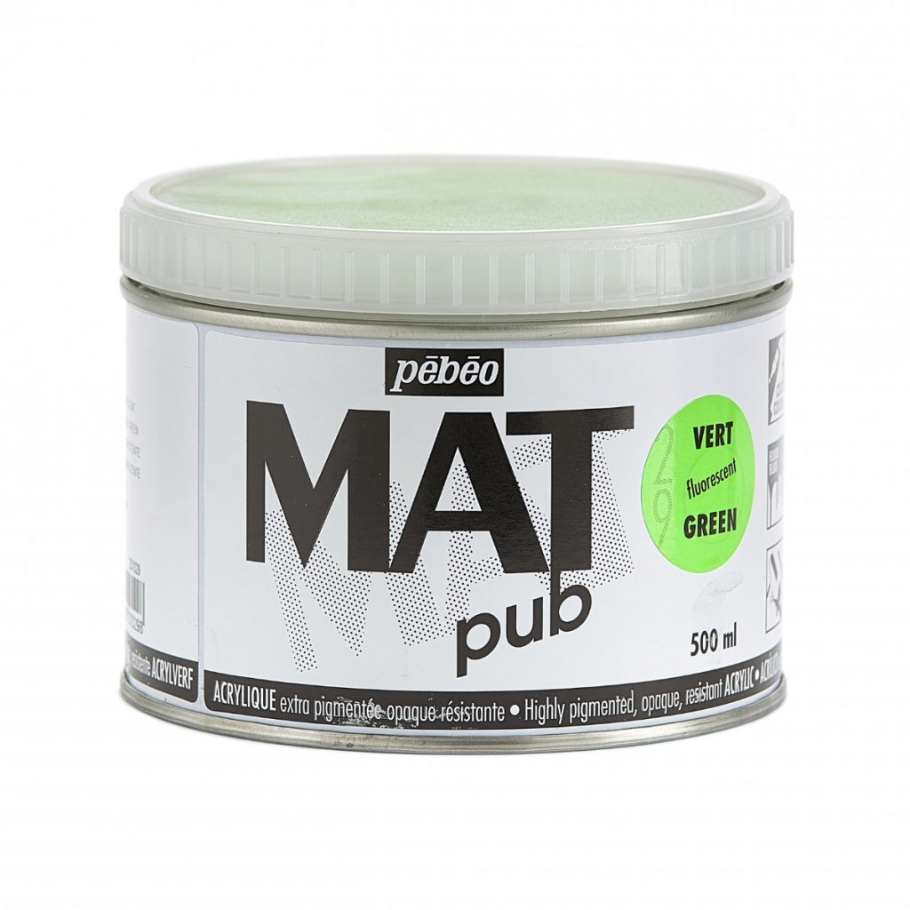 Pébéo Peinture Acrylique ACRYLIQUE MAT PUB 500 ML VERT FLUORESCENT Vue de face