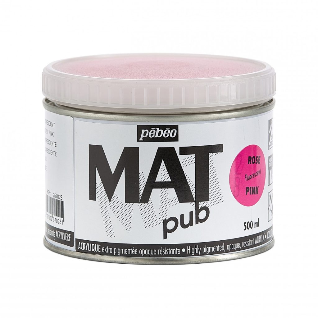 Pébéo Peinture Acrylique ACRYLIQUE MAT PUB 500 ML ROSE FLUORESCENT Vue de face