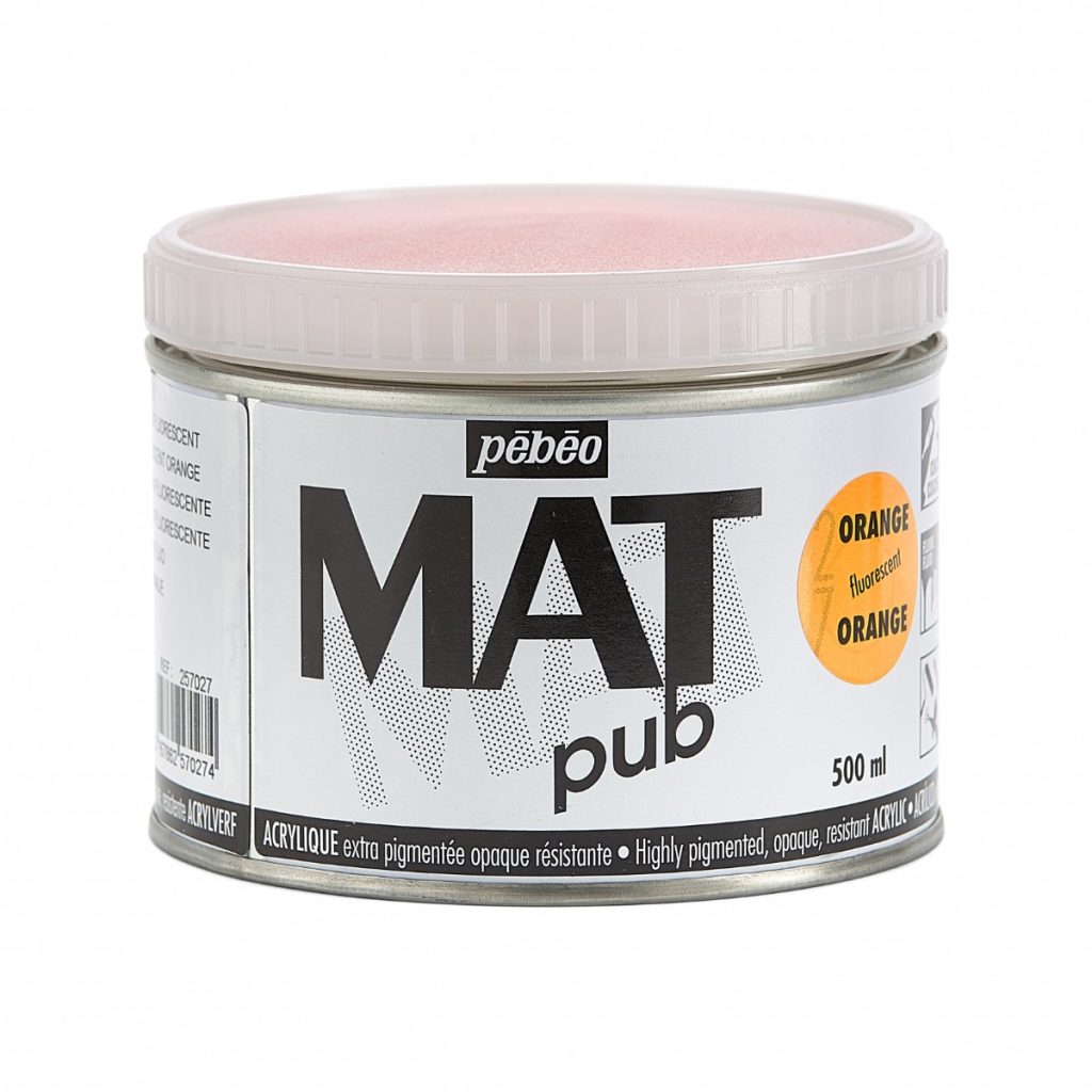 Pébéo Peinture Acrylique ACRYLIQUE MAT PUB 500 ML ORANGE FLUORESCENT Vue de face