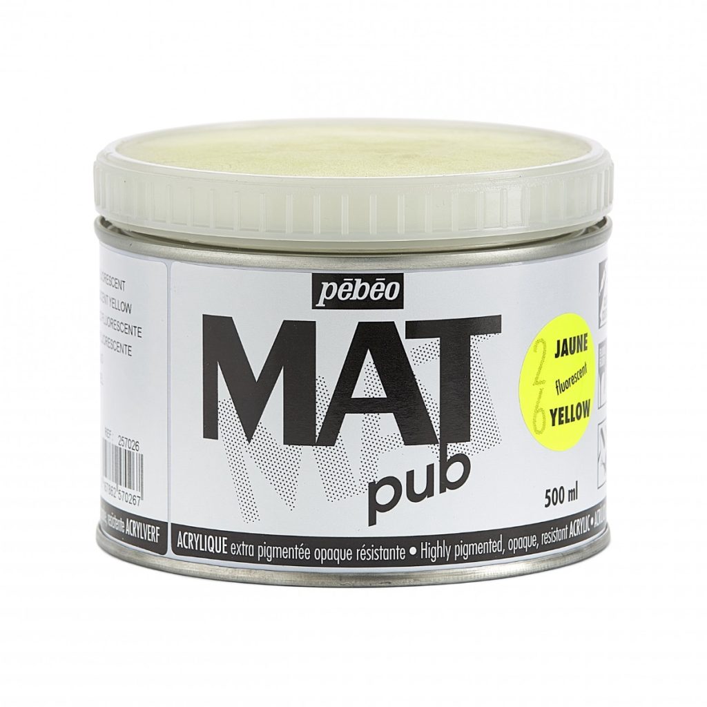 Pébéo Peinture Acrylique ACRYLIQUE MAT PUB 500 ML JAUNE FLUORESCENT Vue de face