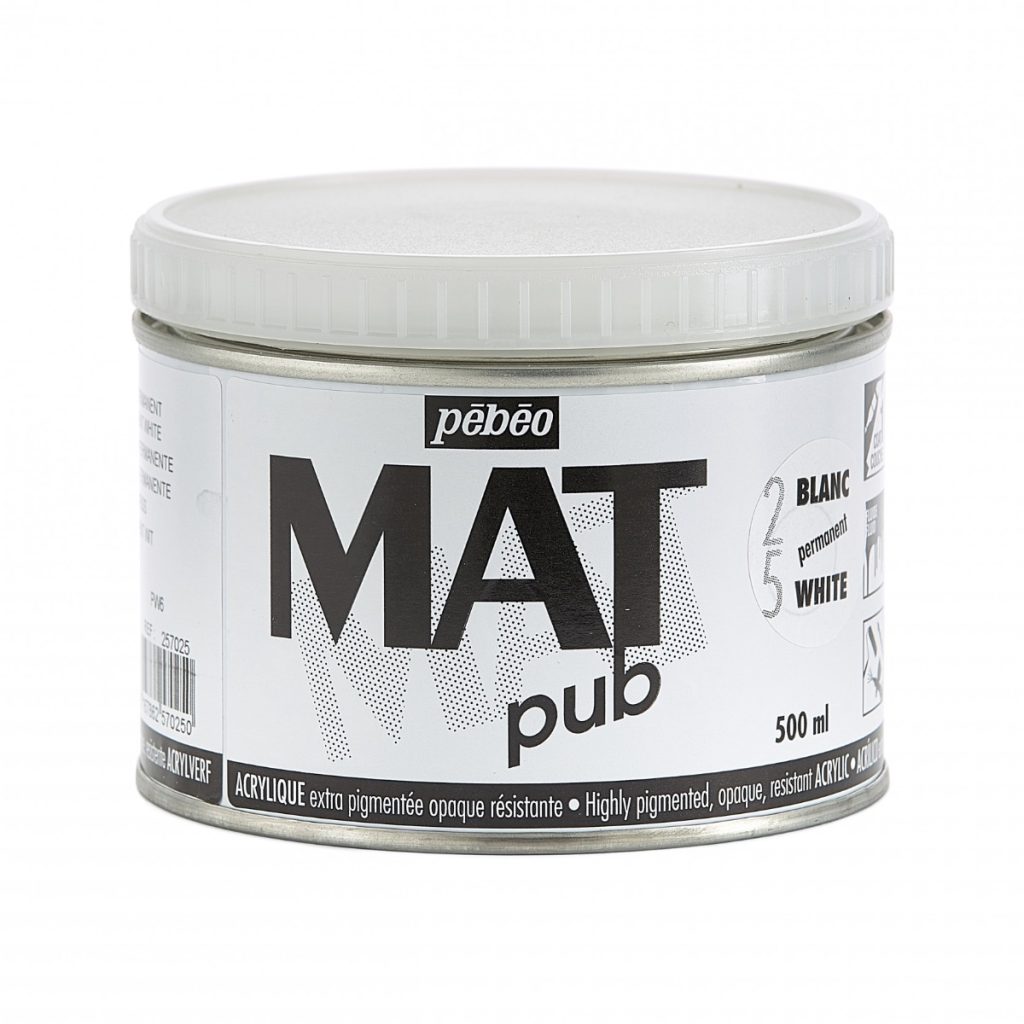 Pébéo Peinture Acrylique ACRYLIQUE MAT PUB 500 ML BLANC PERMANENT Vue de face