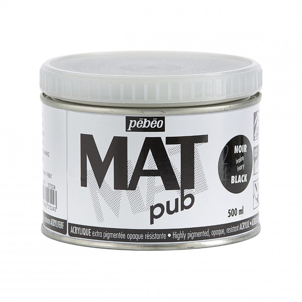 Pébéo Peinture Acrylique ACRYLIQUE MAT PUB 500 ML NOIR IVOIRE Vue de face
