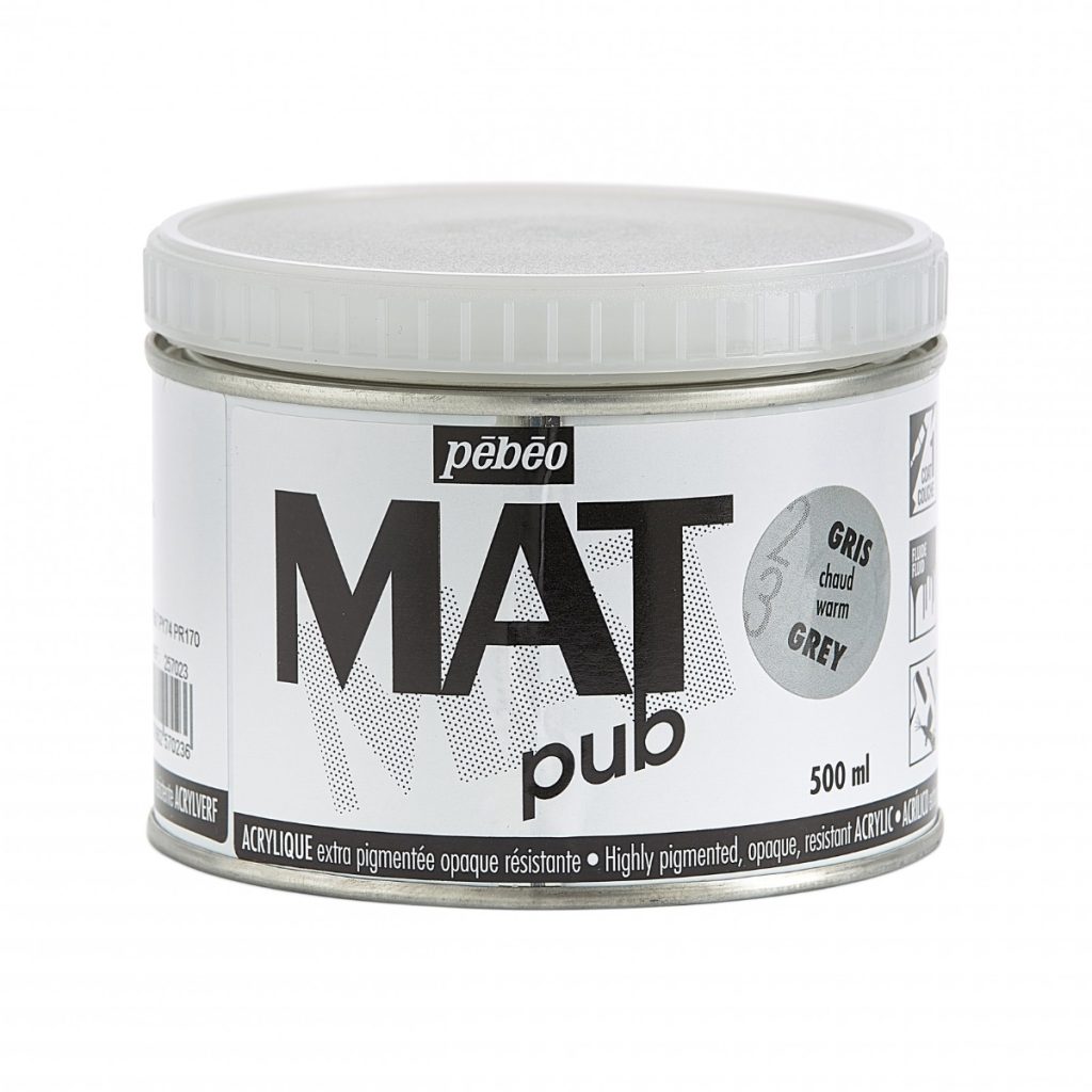 Pébéo Peinture Acrylique ACRYLIQUE MAT PUB 500 ML GRIS CHAUD Vue de face