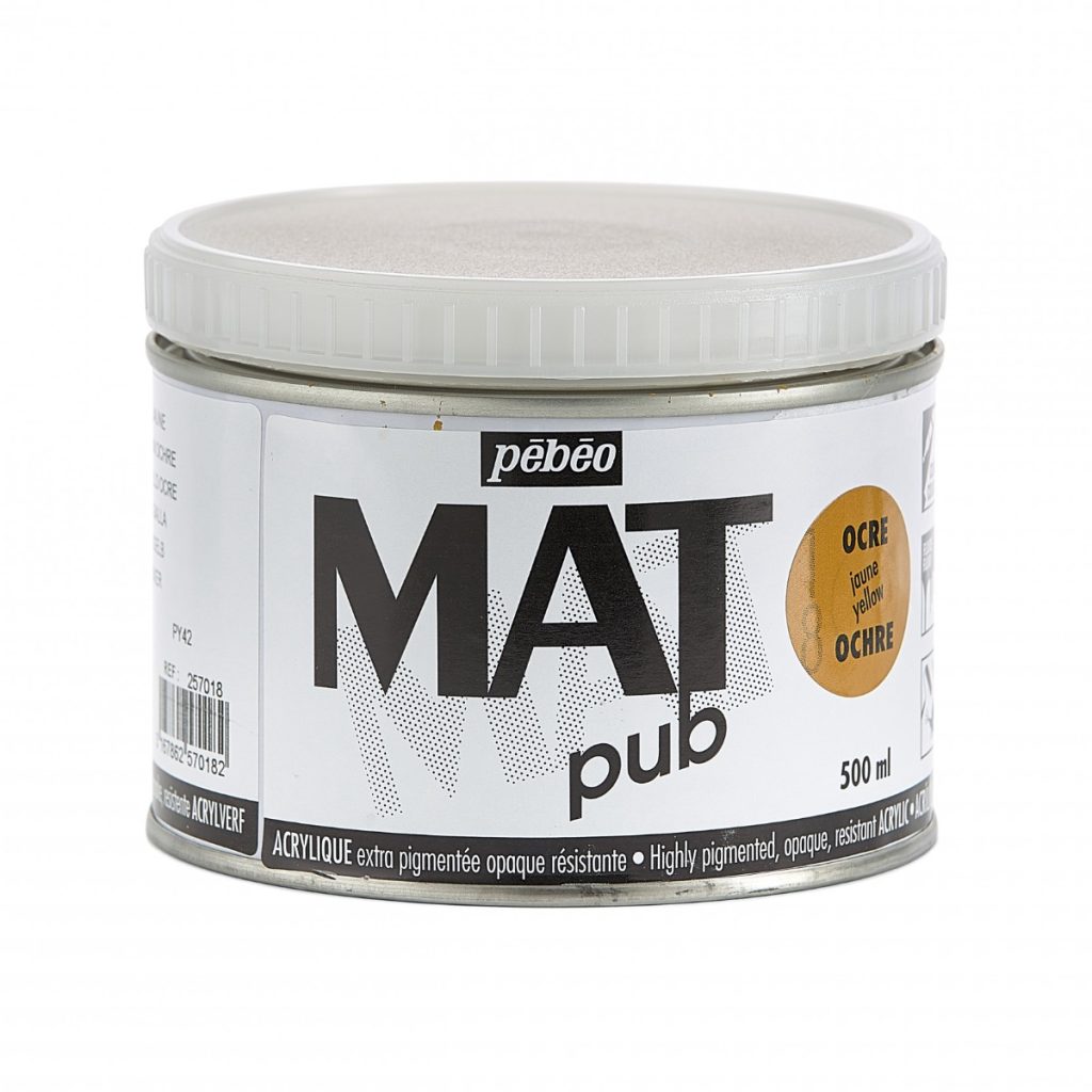 Pébéo Peinture Acrylique ACRYLIQUE MAT PUB 500 ML OCRE JAUNE Vue de face
