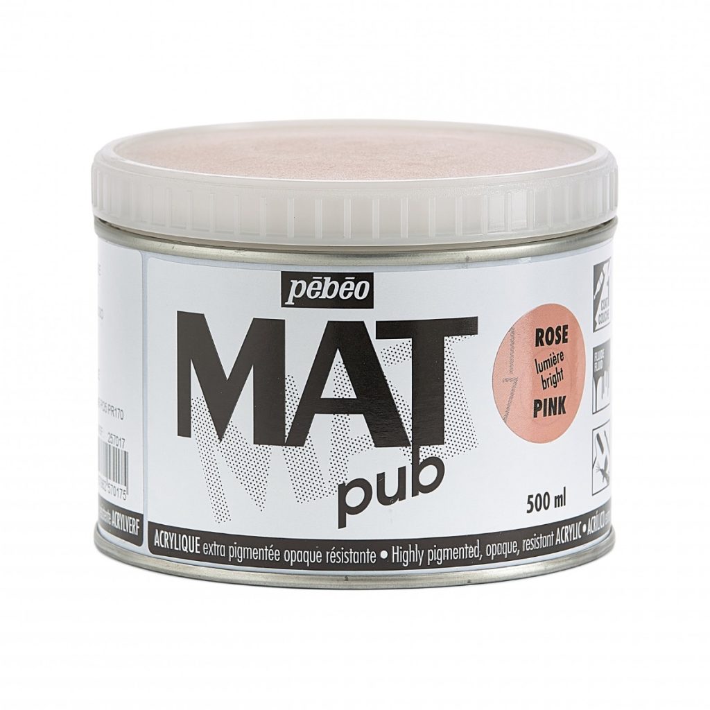 Pébéo Peinture Acrylique ACRYLIQUE MAT PUB 500 ML ROSE LUMIERE Vue de face