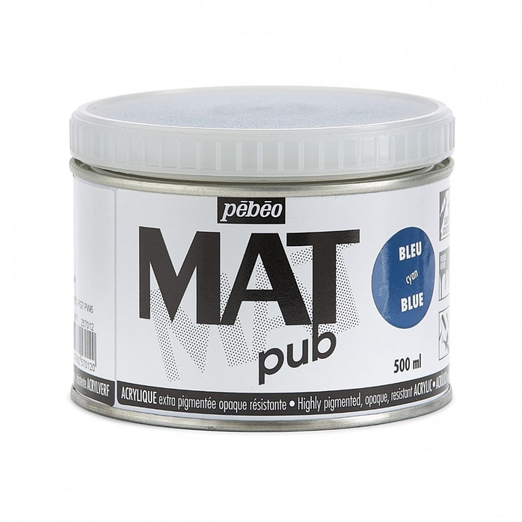 Pébéo Peinture Acrylique ACRYLIQUE MAT PUB 500 ML BLEU CYAN Vue de face