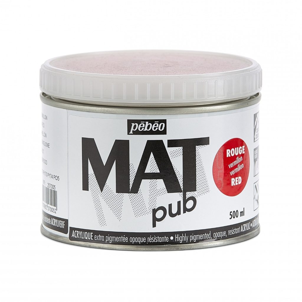 Pébéo Peinture Acrylique ACRYLIQUE MAT PUB 500 ML ROUGE VERMILLON Vue de face